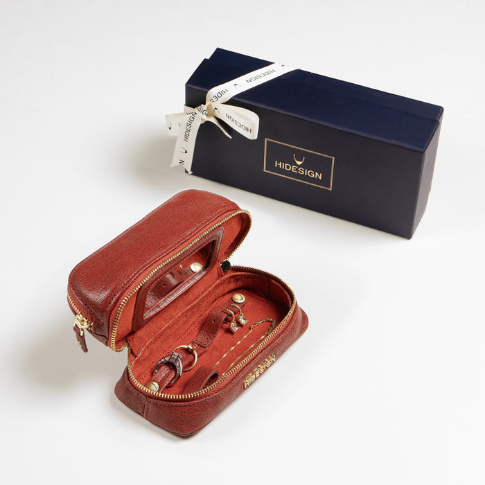Bella Red Leather Jewellery Organiser