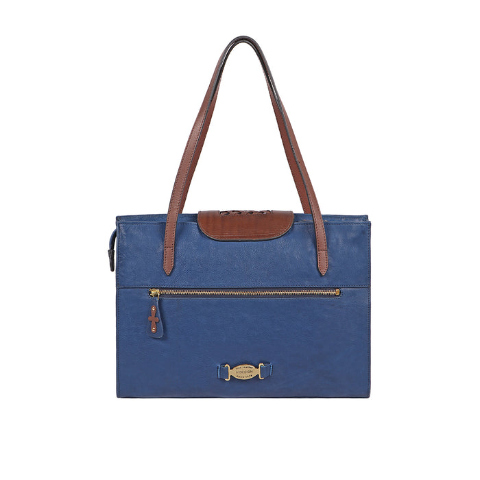 Belle Star 01 Blue Leather Tote Bag