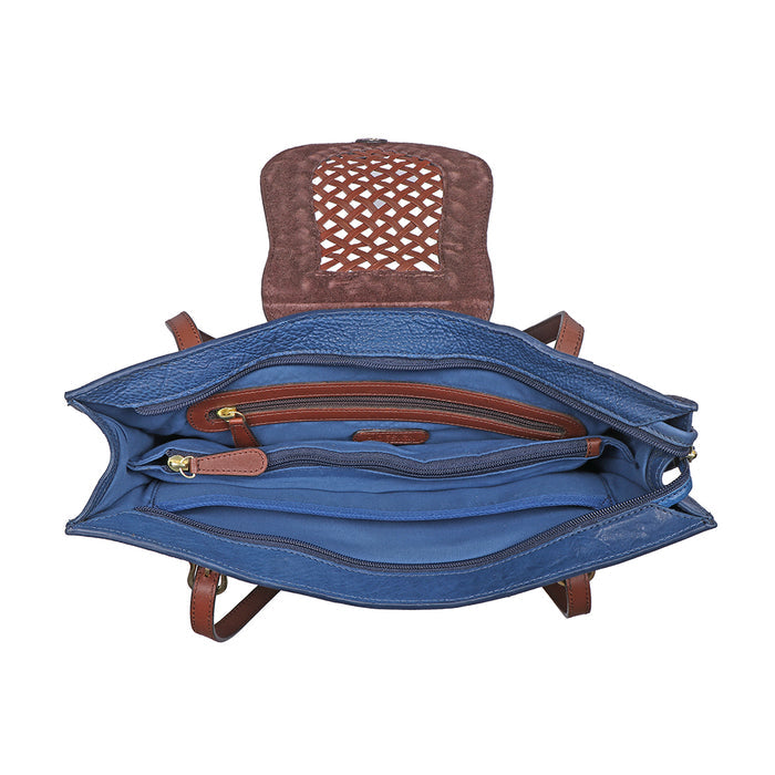 Belle Star 01 Blue Leather Tote Bag