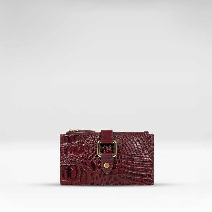 Belutchi W2 Red Leather Top Zip Wallet