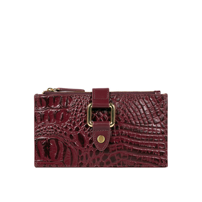 Belutchi W2 Red Leather Top Zip Wallet