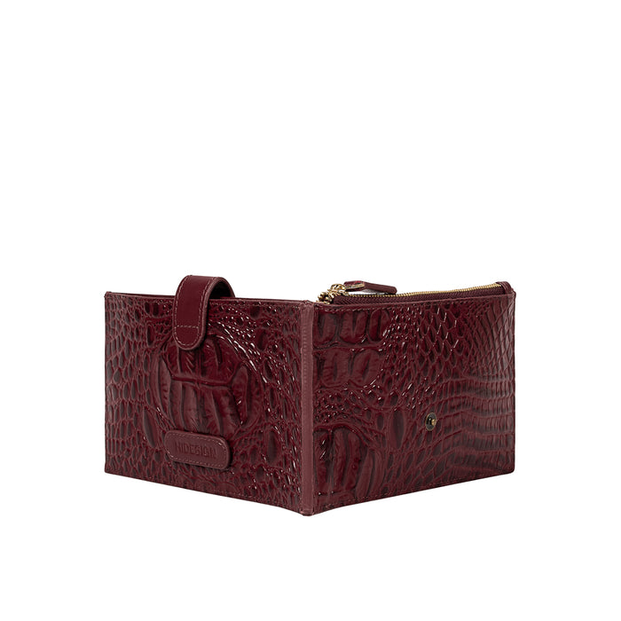 Belutchi W2 Red Leather Top Zip Wallet