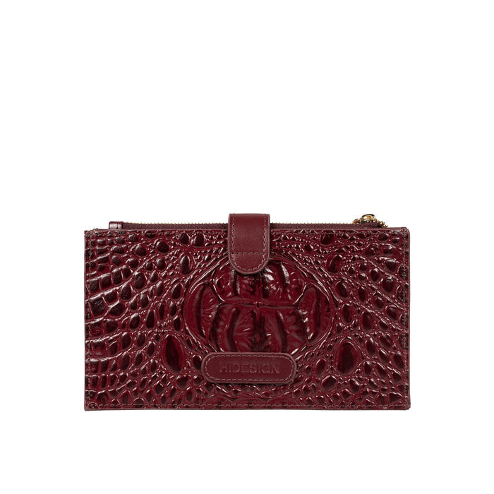 Belutchi W2 Red Leather Top Zip Wallet