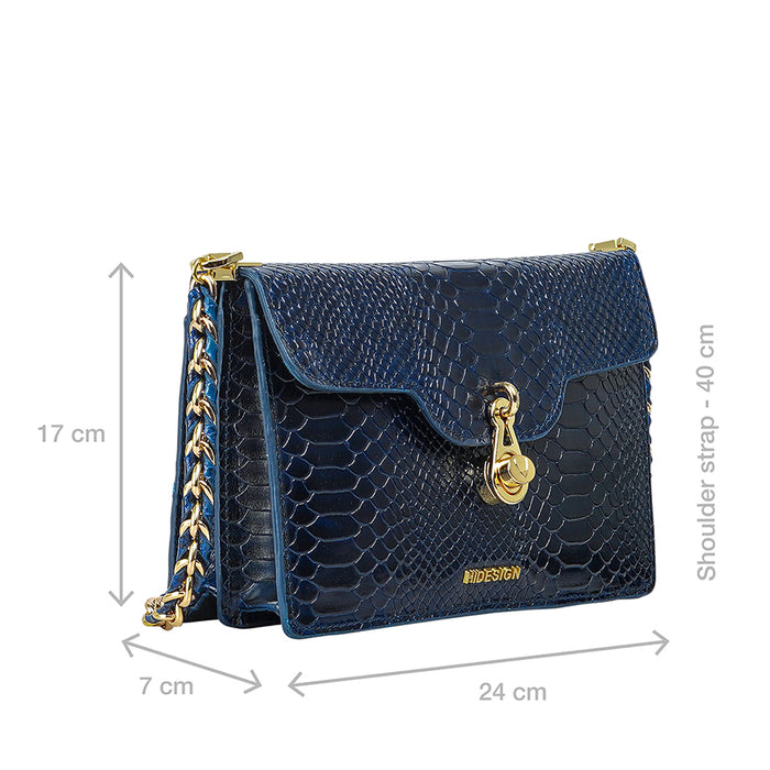 Bessie Blue Leather Shoulder Bag
