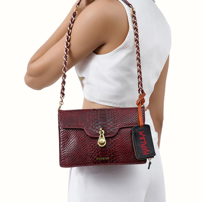 Bessie Red Leather Shoulder Bag