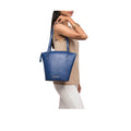 Beth 02 Blue Leather Tote Bag