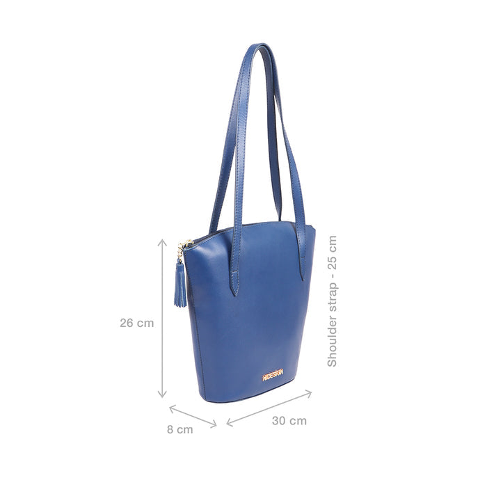 Beth 02 Blue Leather Tote Bag