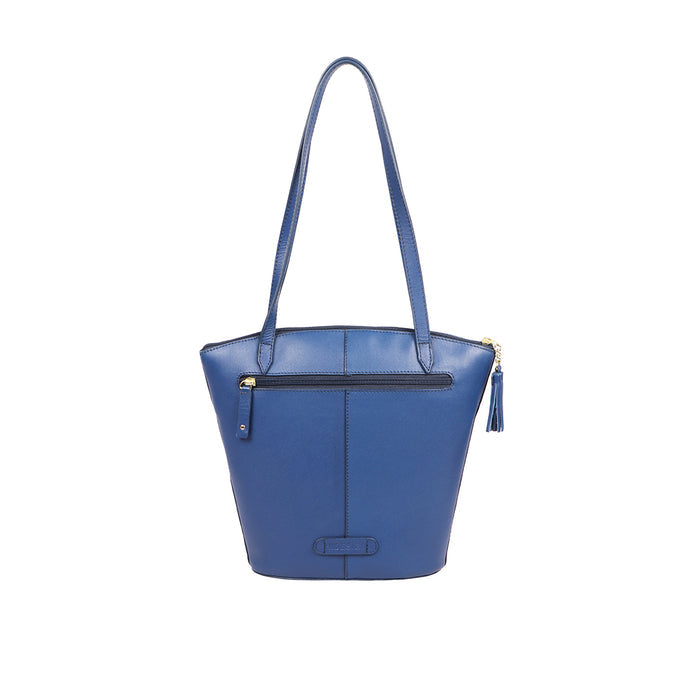 Beth 02 Blue Leather Tote Bag