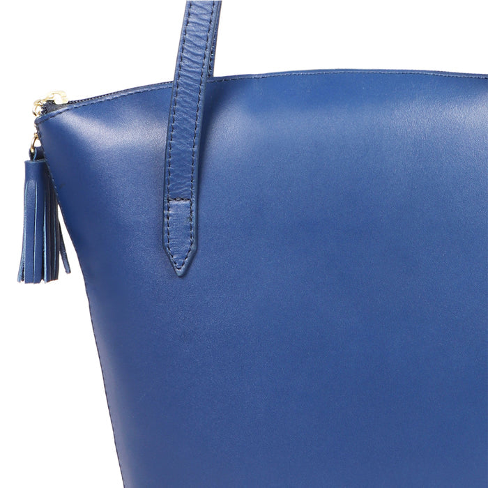 Beth 02 Blue Leather Tote Bag
