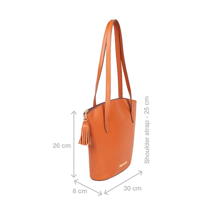 Beth 02 Orange Leather Tote Bag