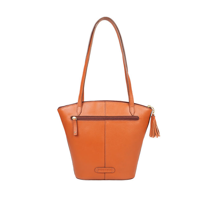 Beth 02 Orange Leather Tote Bag