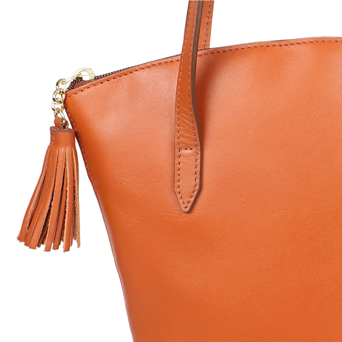 Beth 02 Orange Leather Tote Bag