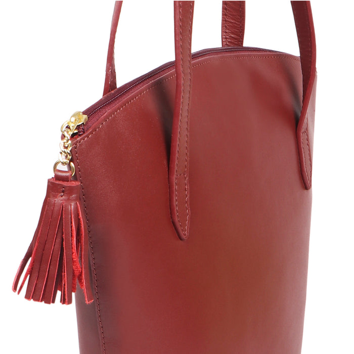 Beth 02 Red Leather Tote Bag