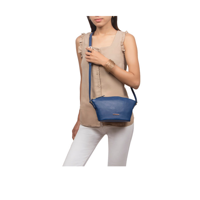 Beth 03 Blue Leather Crossbody