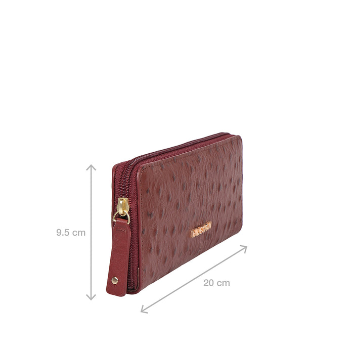 Beth W1 Red Leather Zip Around Wallet