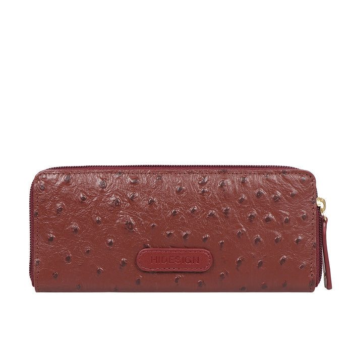 Beth W1 Red Leather Zip Around Wallet