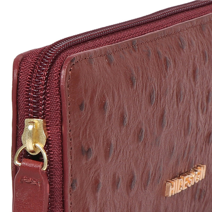 Beth W1 Red Leather Zip Around Wallet