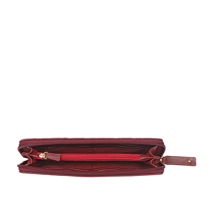 Beth W1 Red Leather Zip Around Wallet