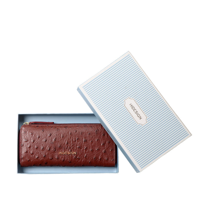 Beth W1 Red Leather Zip Around Wallet