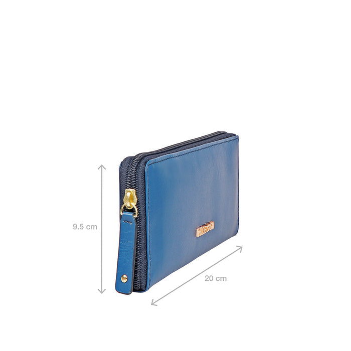 Beth W2 Blue Leather Zip Around Wallet