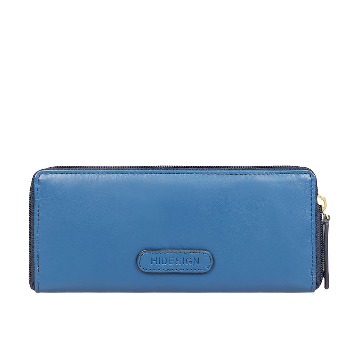 Beth W2 Blue Leather Zip Around Wallet