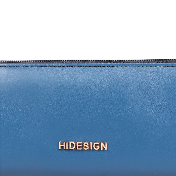 Beth W2 Blue Leather Zip Around Wallet