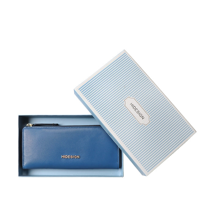 Beth W2 Blue Leather Zip Around Wallet