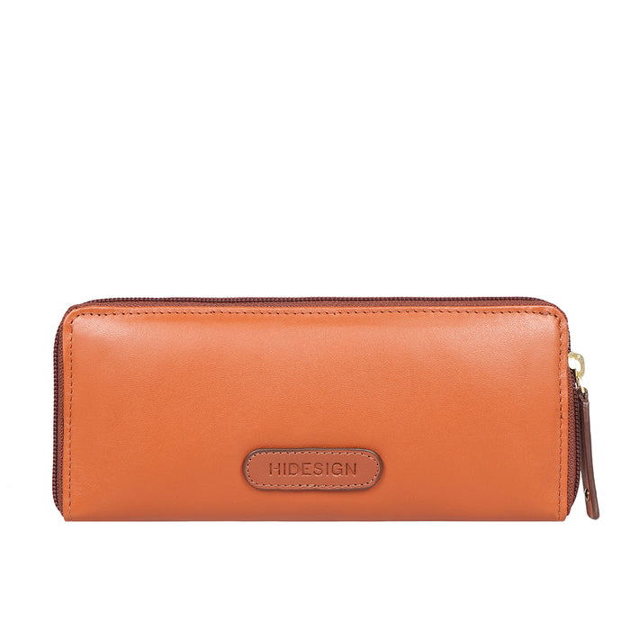 Beth W2 Tan Leather Zip Around Wallet