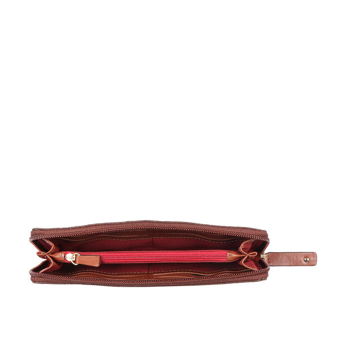 Beth W2 Tan Leather Zip Around Wallet