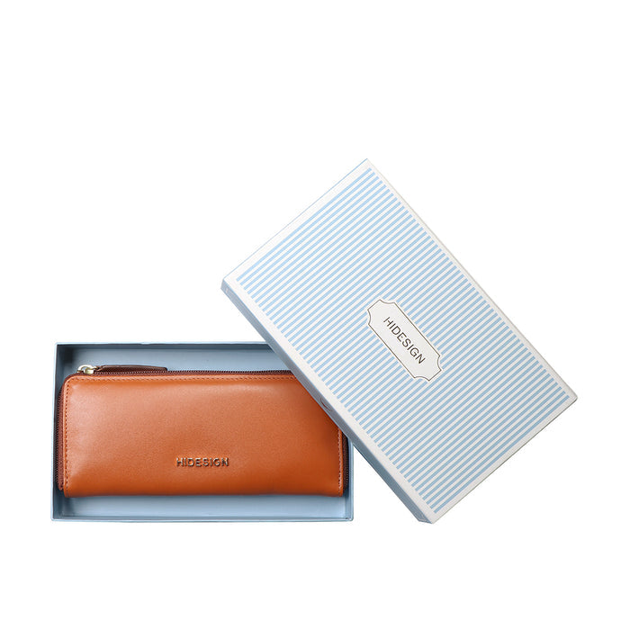 Beth W2 Tan Leather Zip Around Wallet