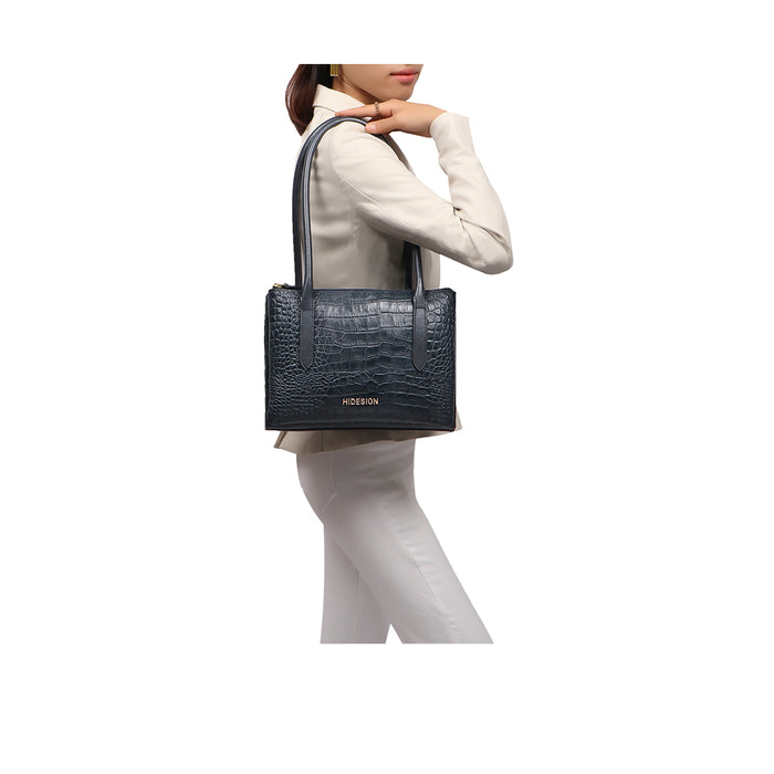 Bille 02 Blue Leather Shoulder Bag