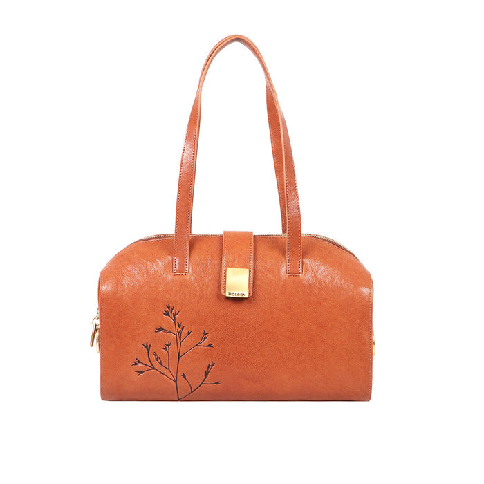 Bloom - 02 Orange Leather Shoulder Bag