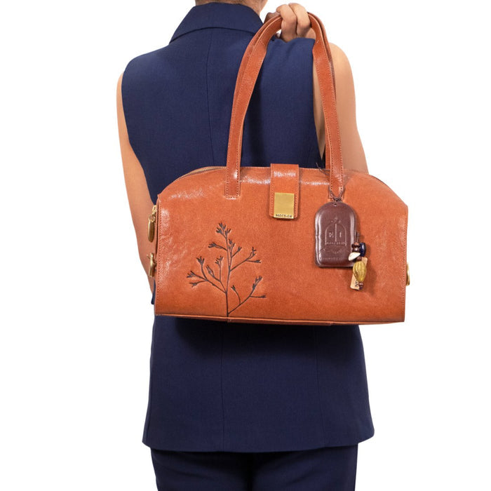 Bloom - 02 Orange Leather Shoulder Bag