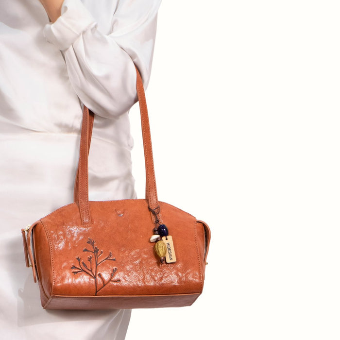 Bloom - 03 Orange Leather Shoulder Bag