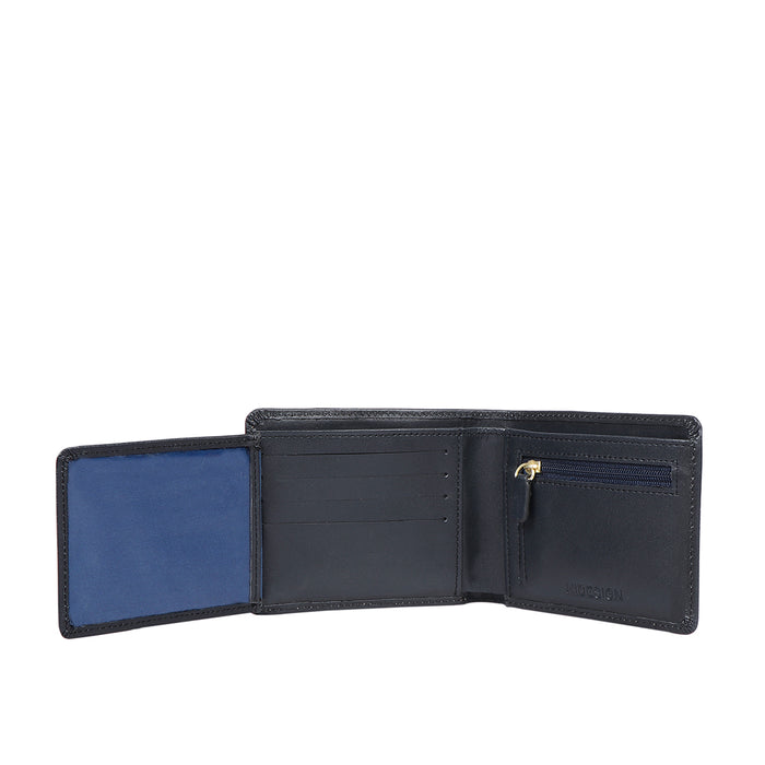 Bobby W3 Blue Leather Bi-Fold Wallet