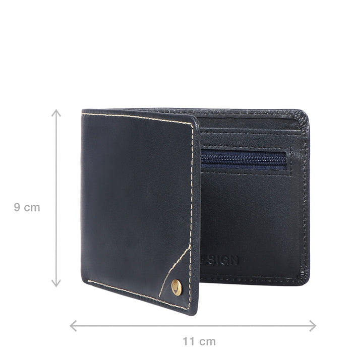 Bobby W3 Blue Leather Bi-Fold Wallet
