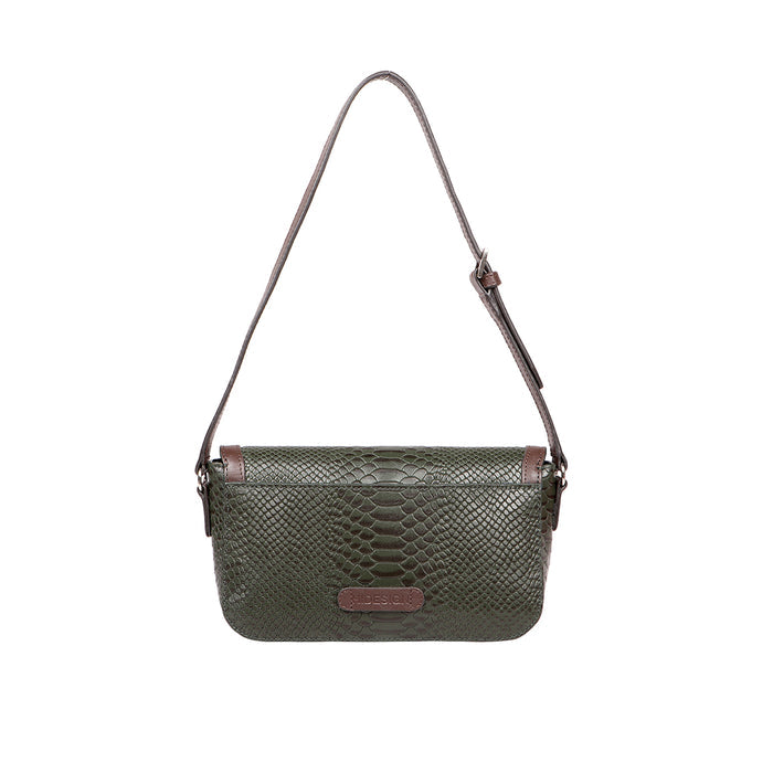Bogota 05 Green Leather Baguette