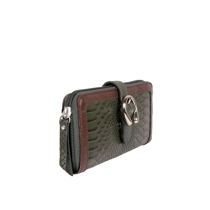 Bogota W1 Green Leather Zip Around Wallet