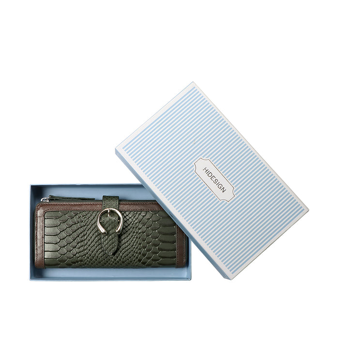Bogota W1 Green Leather Zip Around Wallet