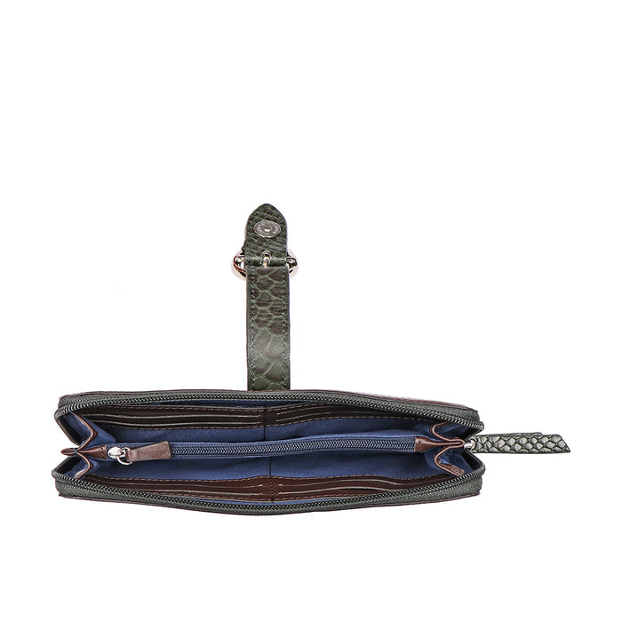 Bogota W1 Green Leather Zip Around Wallet