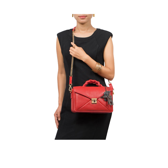 Bomba 02 Red Leather Sling Bag
