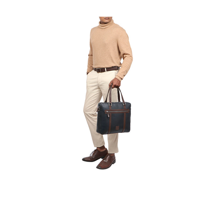 Boston 01 Blue Leather  Briefcase
