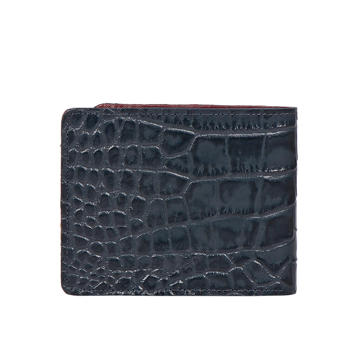 Boston W1 Blue Leather Bi-Fold Wallet