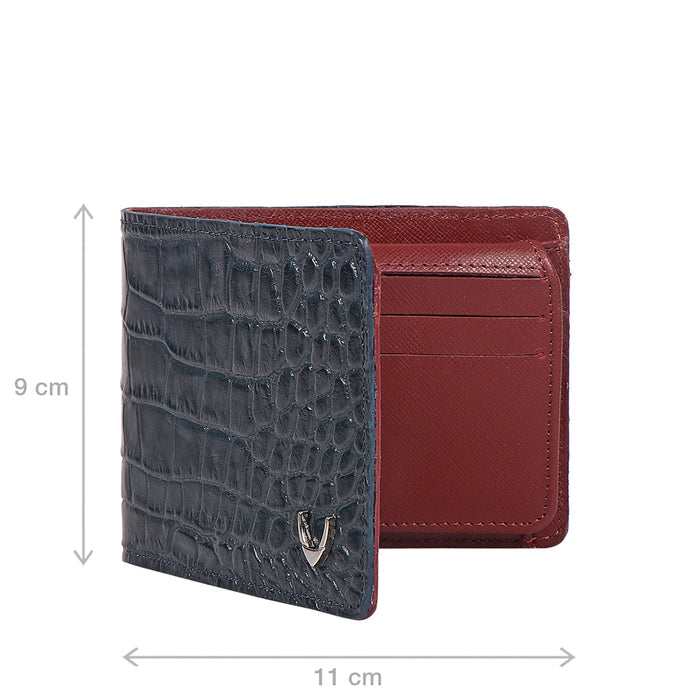 Boston W1 Blue Leather Bi-Fold Wallet