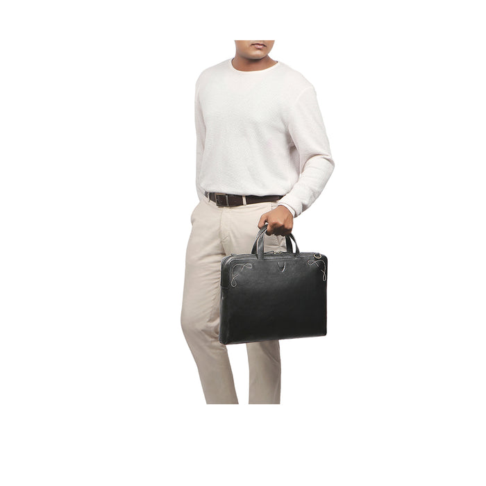 Boulder 01 Black Leather  Briefcase