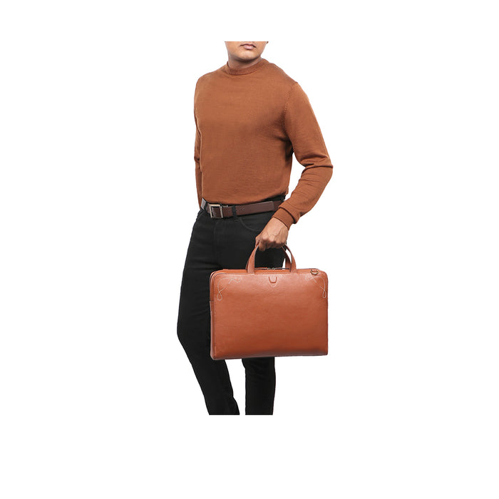 Boulder 01 Tan Leather  Briefcase