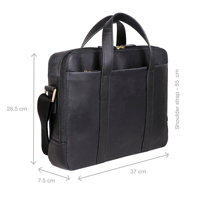 Boulevard 08 Sb Black Leather  Briefcase