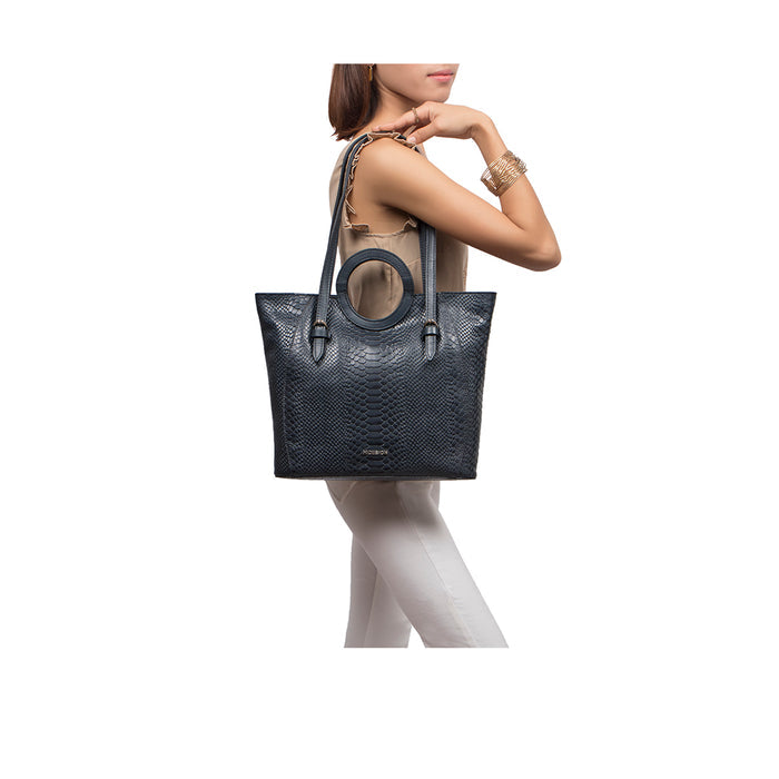 Brazilia 03 Blue Leather Tote Bag