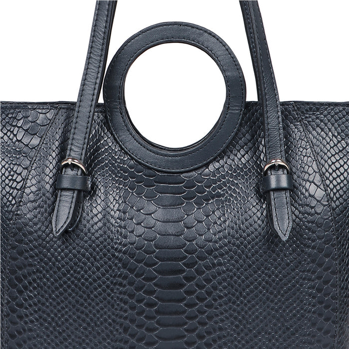 Brazilia 03 Blue Leather Tote Bag