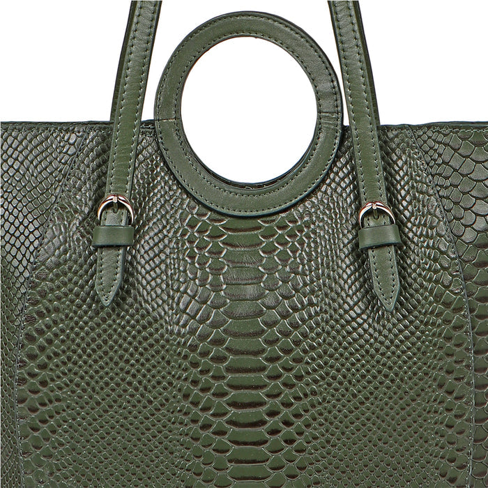 Brazilia 03 Green Leather Tote Bag
